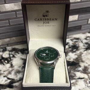 Caribbean Joe Silver and Green Watch